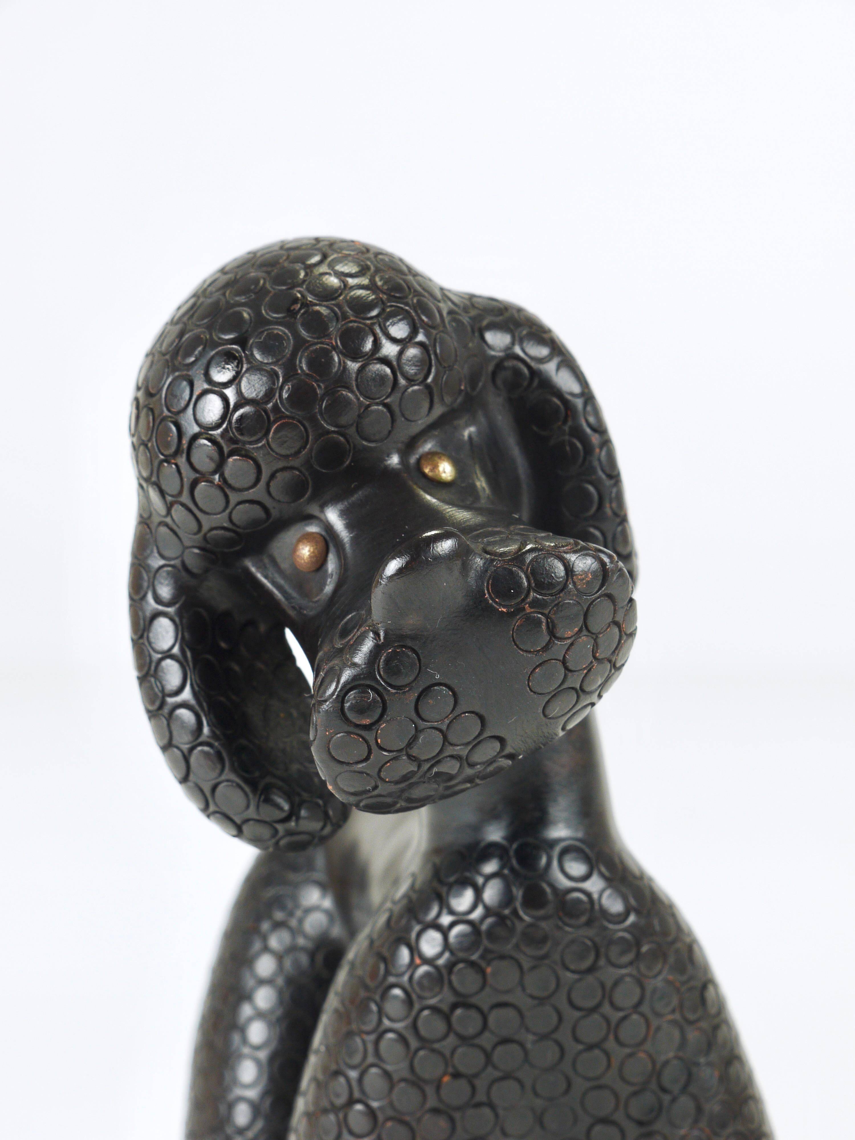 Charming Poodle Figurine Sculpture by Leopold Anzengruber, Austria, 1950s