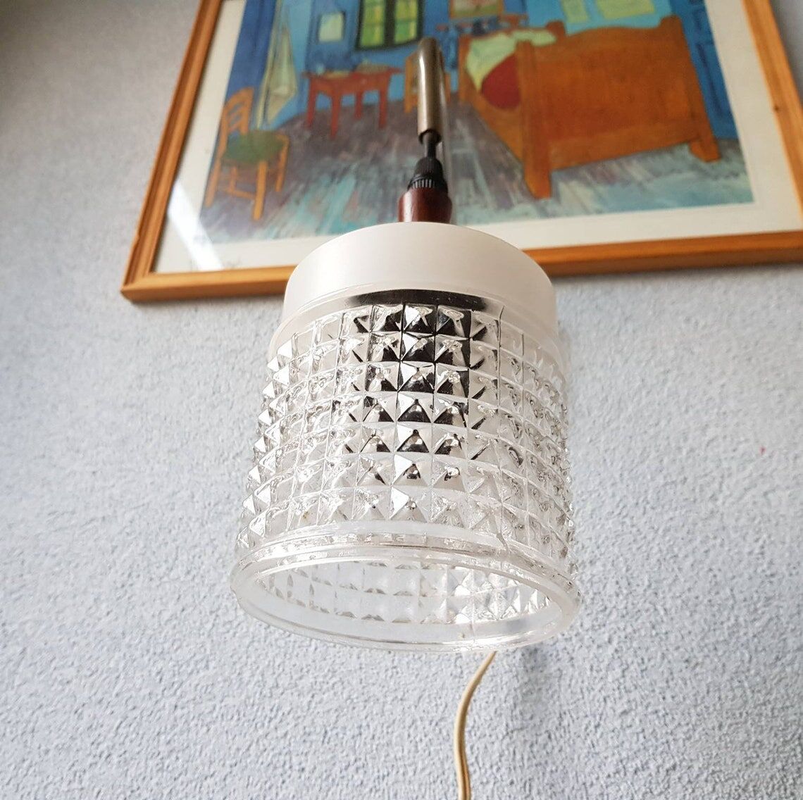 Wall lamp in wood and chrome glass 70s