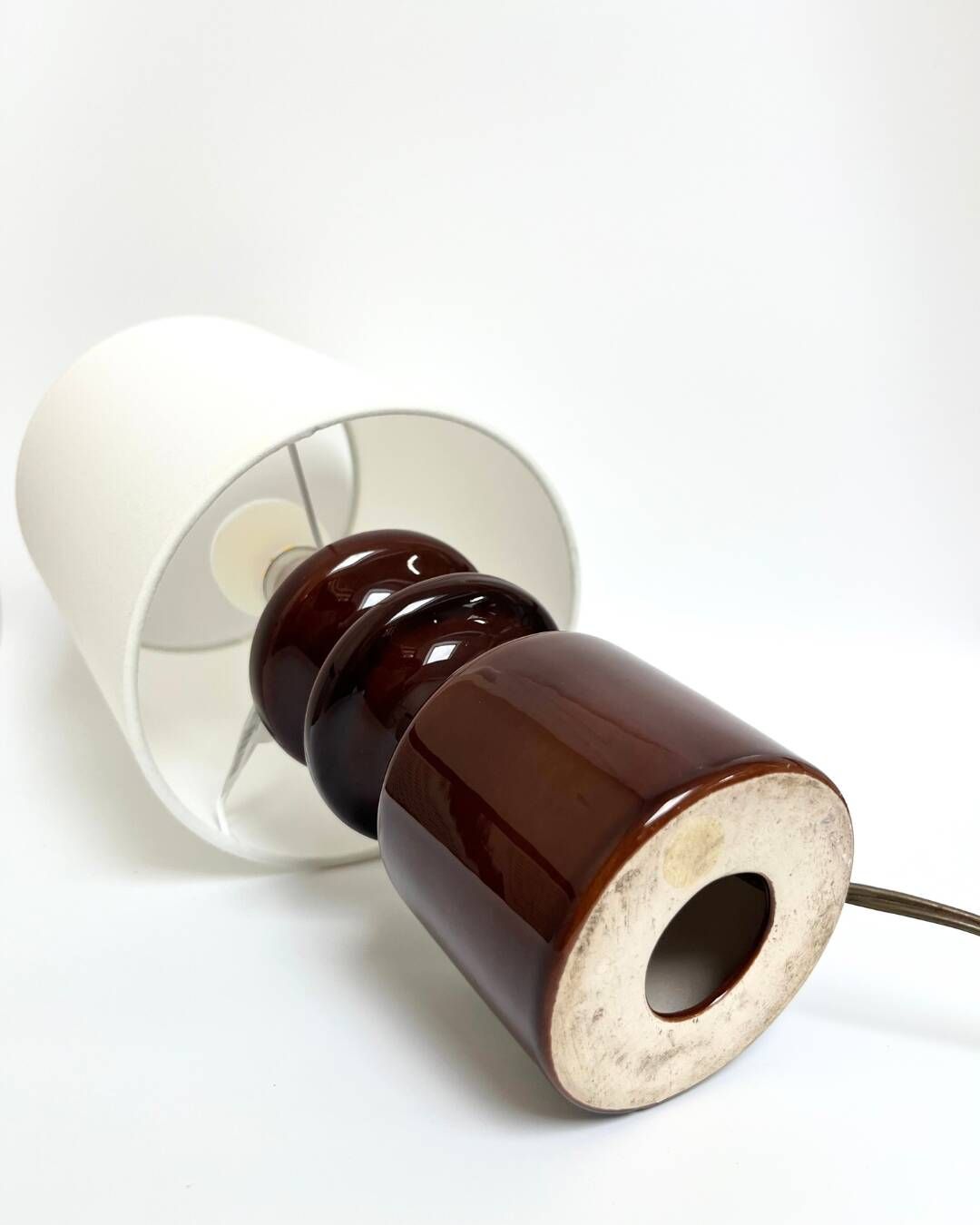 Vintage lamp in frosted brown ceramic – France circa 1970