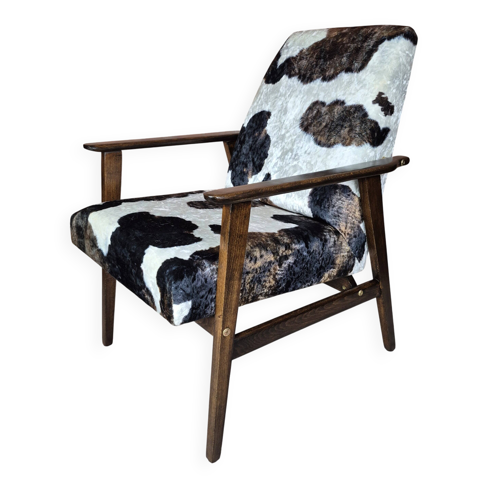 Restored Mid Century Armchair Type 300-227 Cowhide Velour 1970s