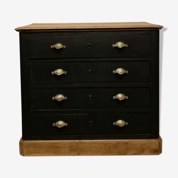 Chest of drawers 4 black drawers 1940
