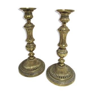 Pair of torches torches bronze bronze patinated Louis XVI style of the 19th century