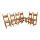 Ensemble de 6 chaises en chêne brutalistes - années 1970