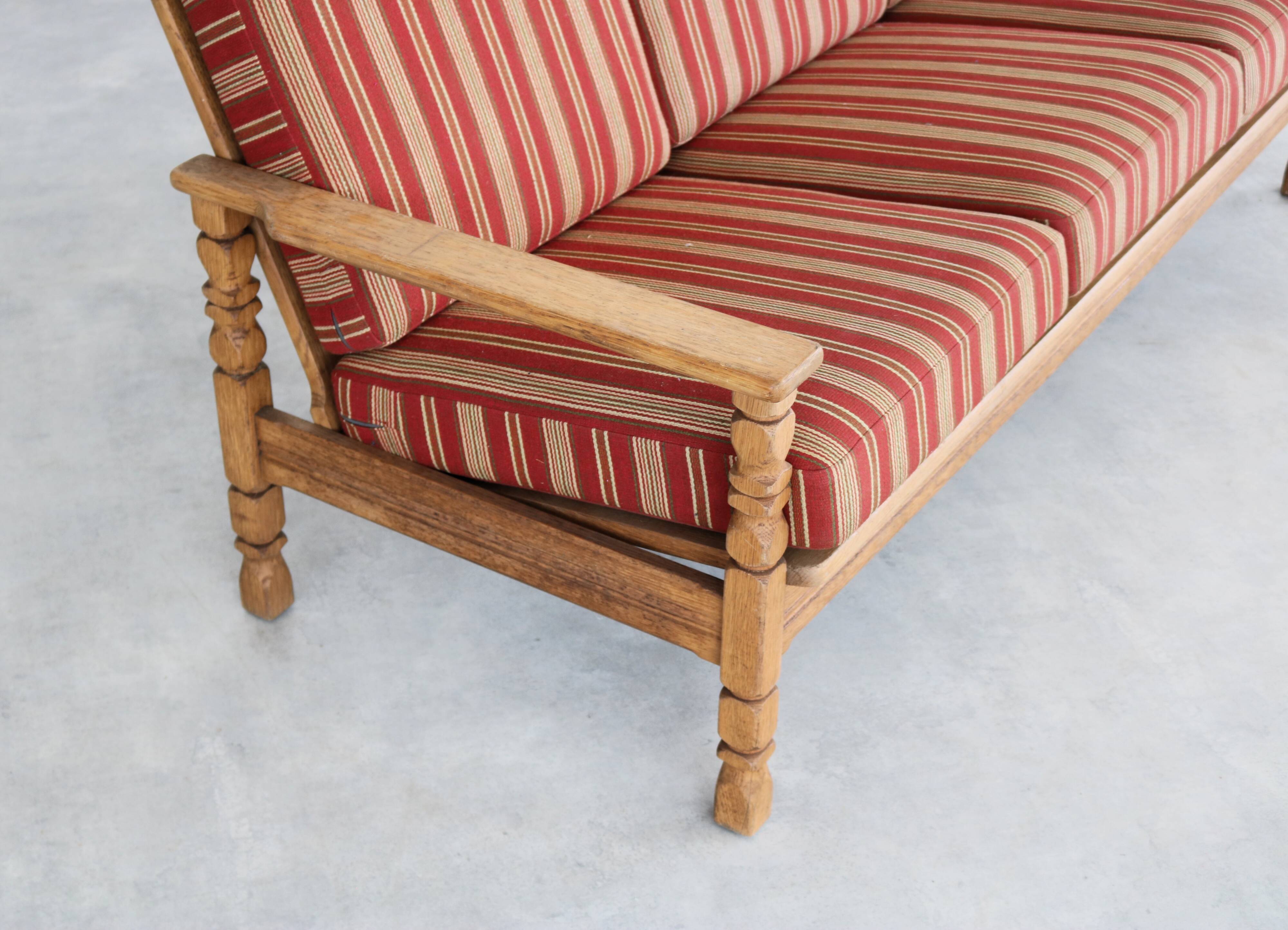 Brutalist sofa and chair set | vintage sofa | 1960s | oak.