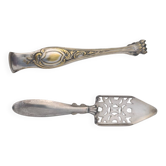 Absinthe spoon and tongs in silver-plated metal with hallmark