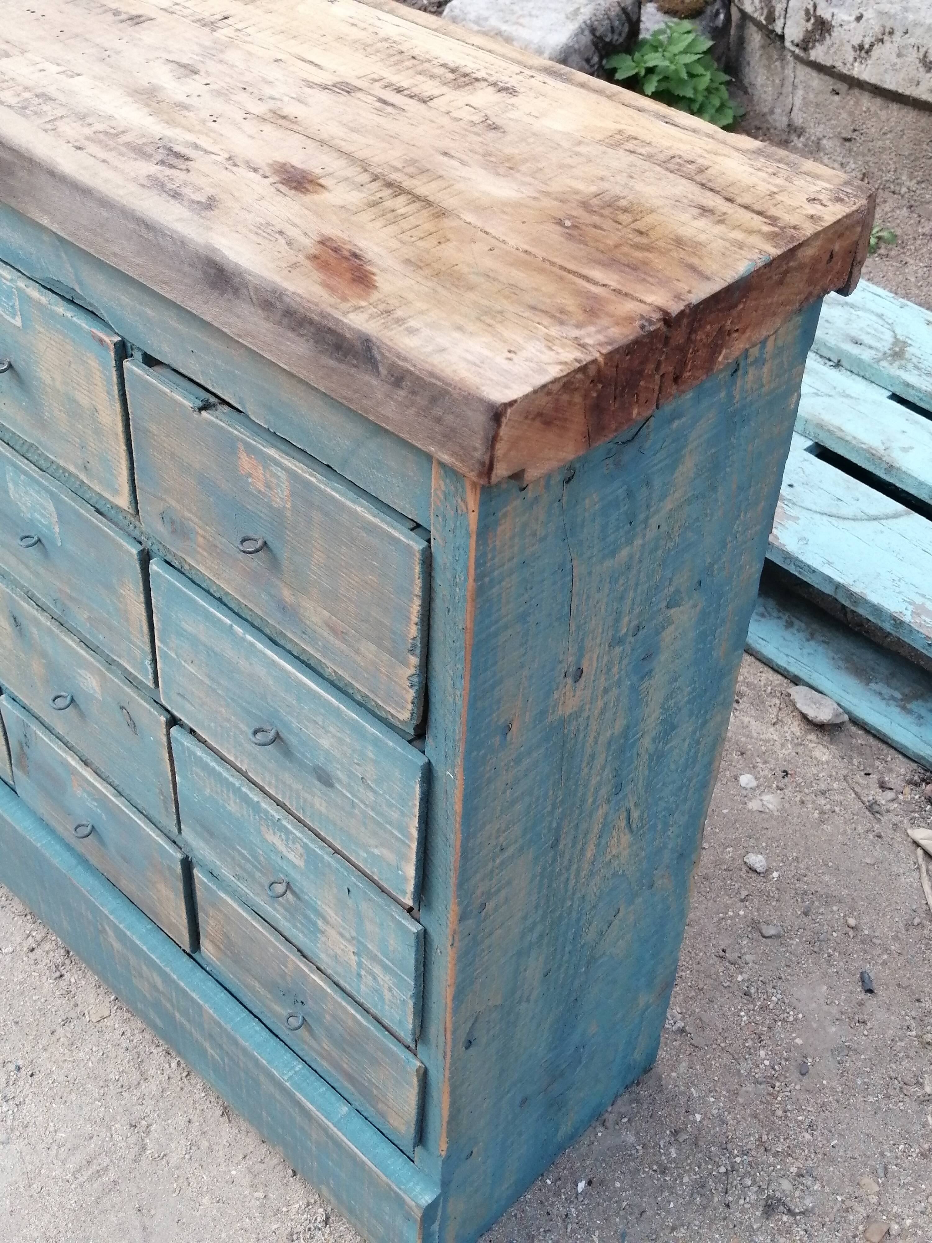 Old wooden workshop furniture