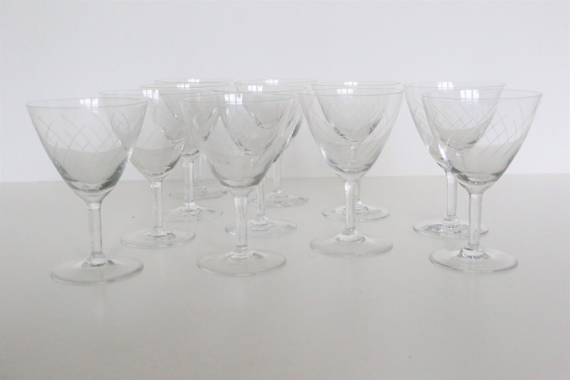 Set of 11 crystal walking glasses, 1940
