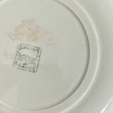 6 pale yellow earthenware dessert plates from Salins with flowers