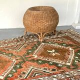 Vintage pure wool handcrafted oriental rug - 143cm x 208cm