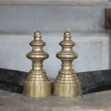 Chenets vintage, pair of chenets, fireplace accessory, brass chenets and f