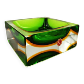 1960s big rare square ashtray or catch-all in Murano glass by Flavio Poli for Seguso. 14 cm / 5.51 inches