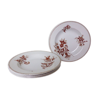 Set of 4 vintage hollow plates from Sarreguemines Danish porcelain model