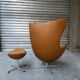 Restored Arne Jacobsen Egg armchair and ottoman for Fritz Hansen, 1960s