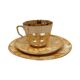 Ensemble de petit-déjeuner "Trio" de Chodzież – design marbré doré, époque PRL (années 1970).