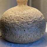Large vintage 1960-70 chamotte ceramic ball lamp, dried flower lampshade