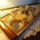 Lot of 8 old dessert cups with granite contour and gilded edges - vintage - 60s