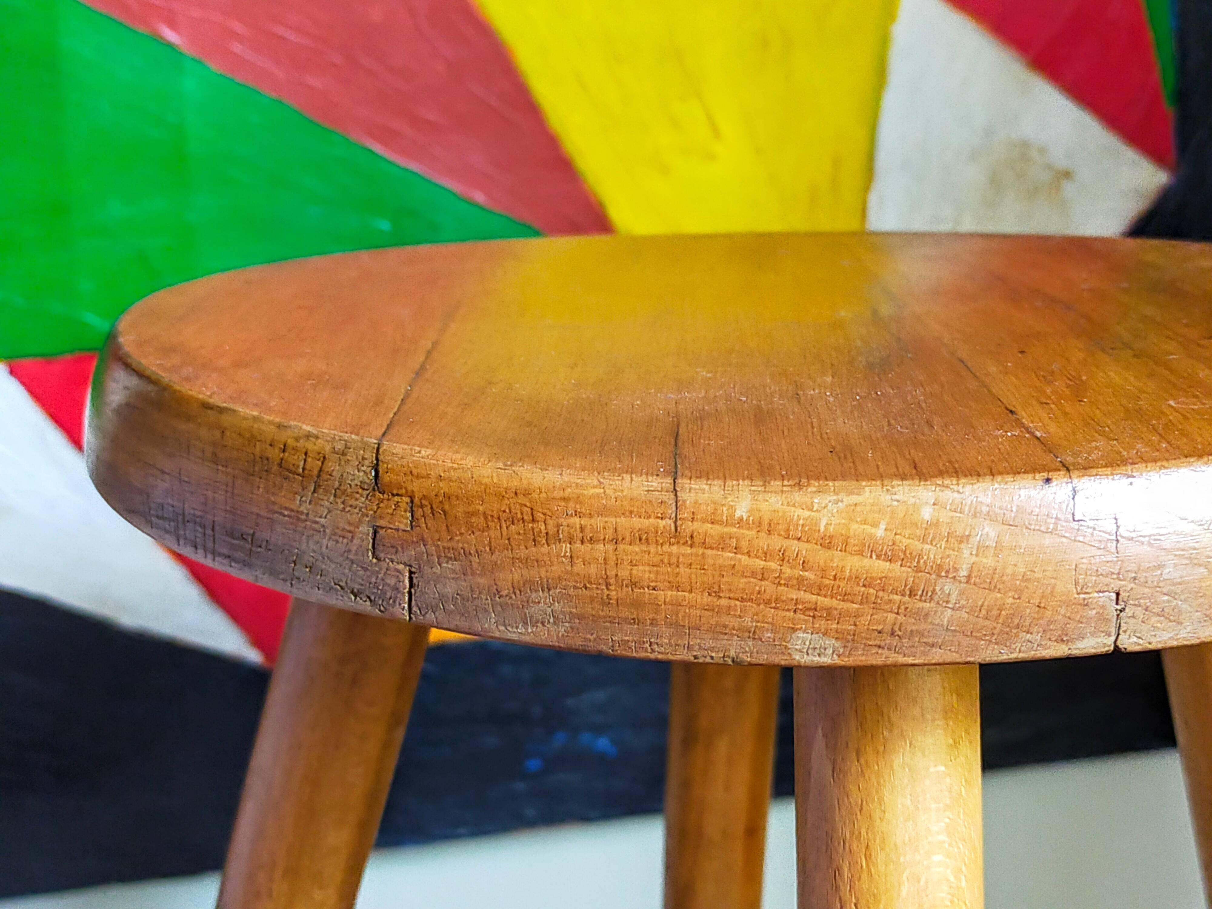 Vintage blond wooden stool