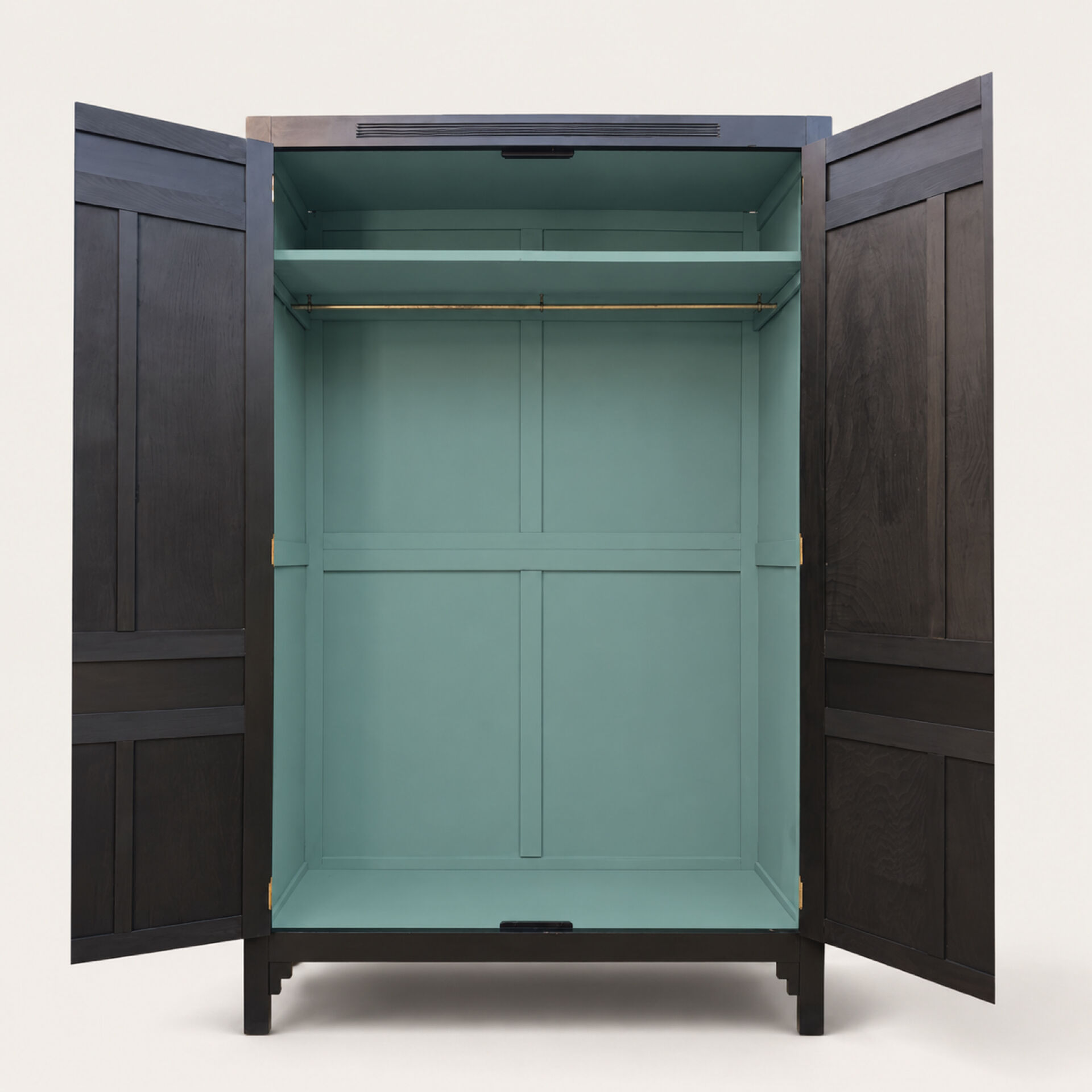 Renovated black Art Deco Parisian wardrobe