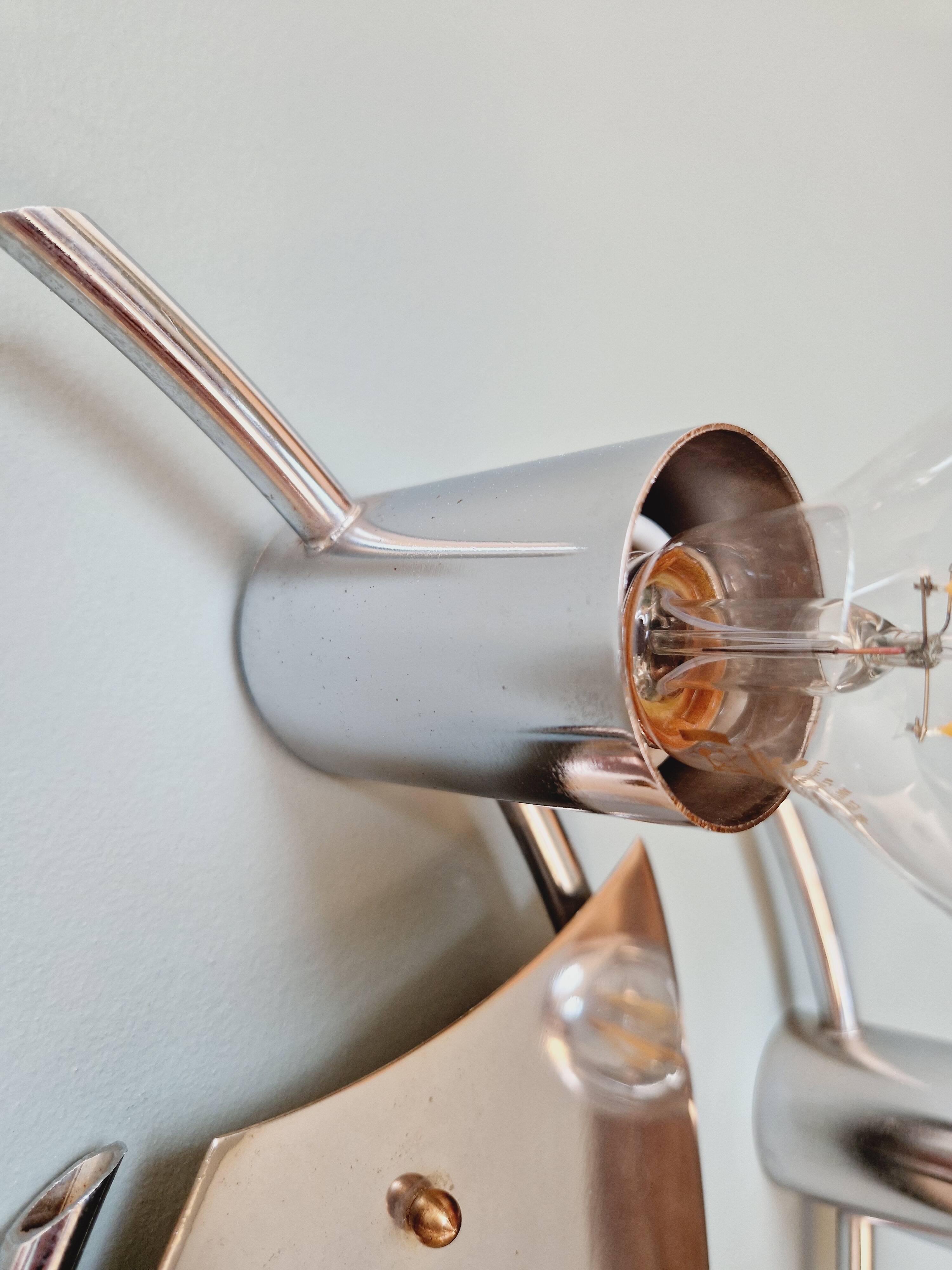 Vintage chrome metal wall light, 70s