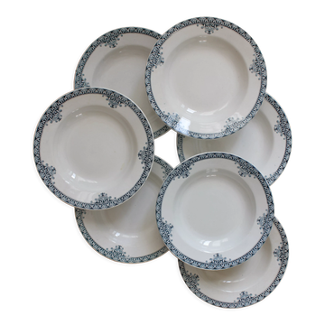 7 ironstone soup plates from Adrianople, Saint Amand and Hamage