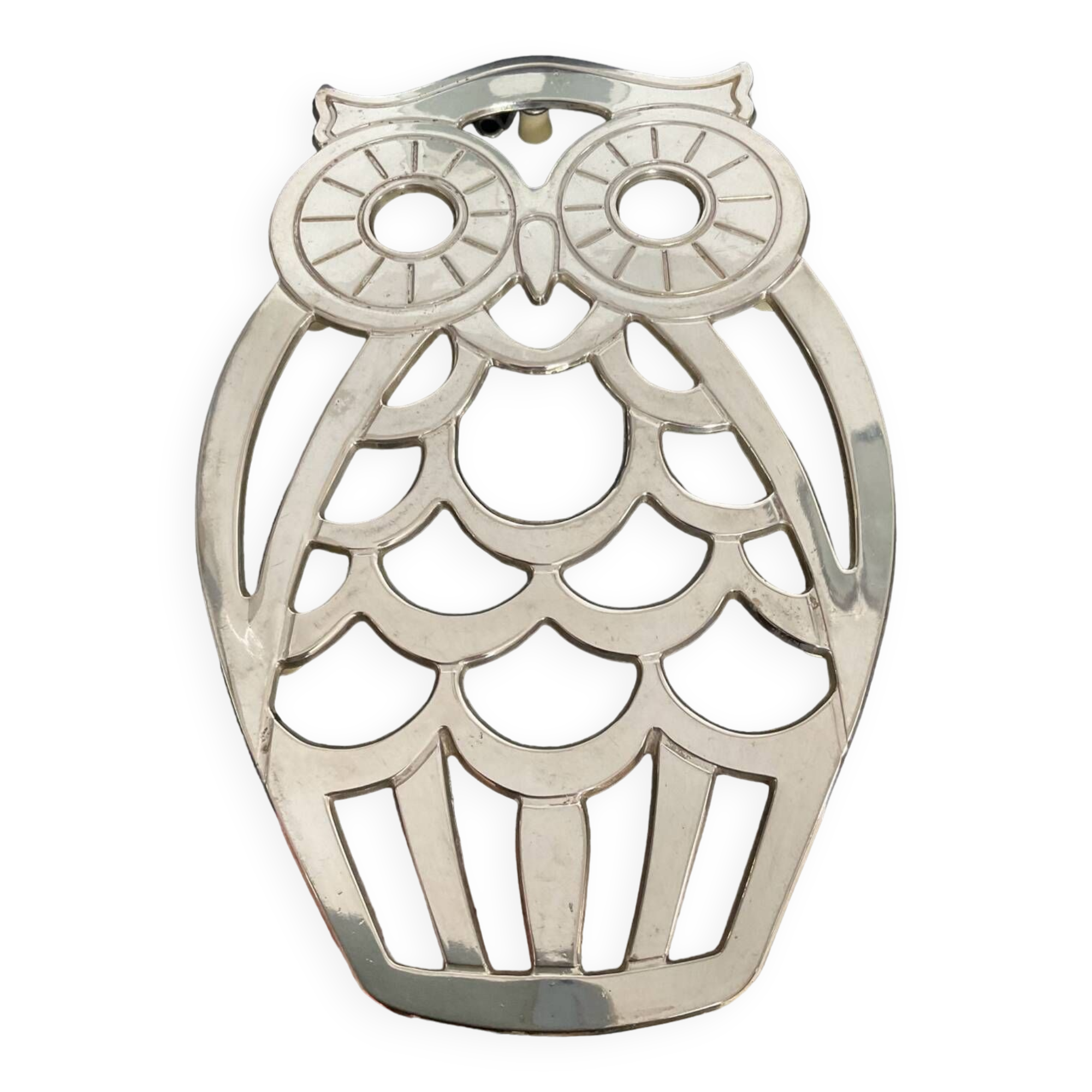 Italy owl trivet in silver metal