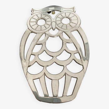 Italy owl trivet in silver metal