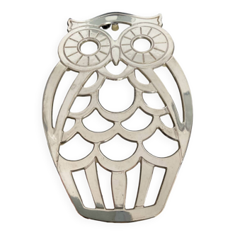 Italy owl trivet in silver metal