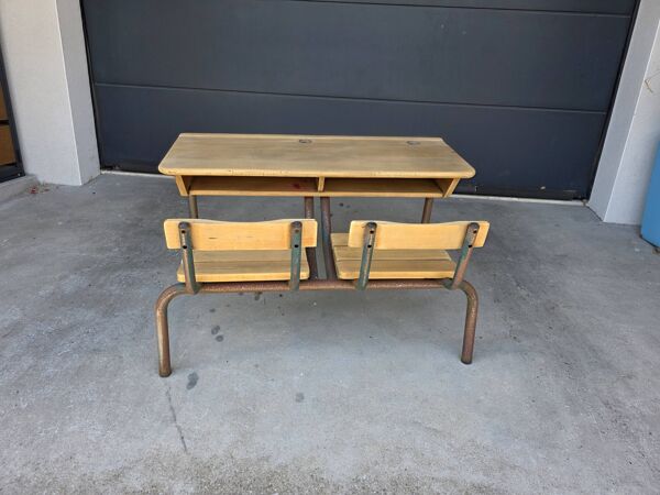 Bureau d'écolier vintage 2 places pour enfants