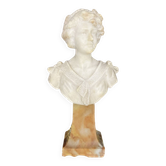 Bust of a young woman in carved alabaster – Art Nouveau style