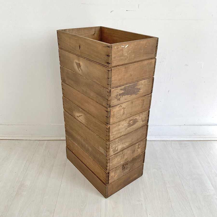 Lot of 9 stackable vintage wooden crates