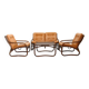 Italian Bamboo, Rattan, and Leather Living Room Set, 1970s