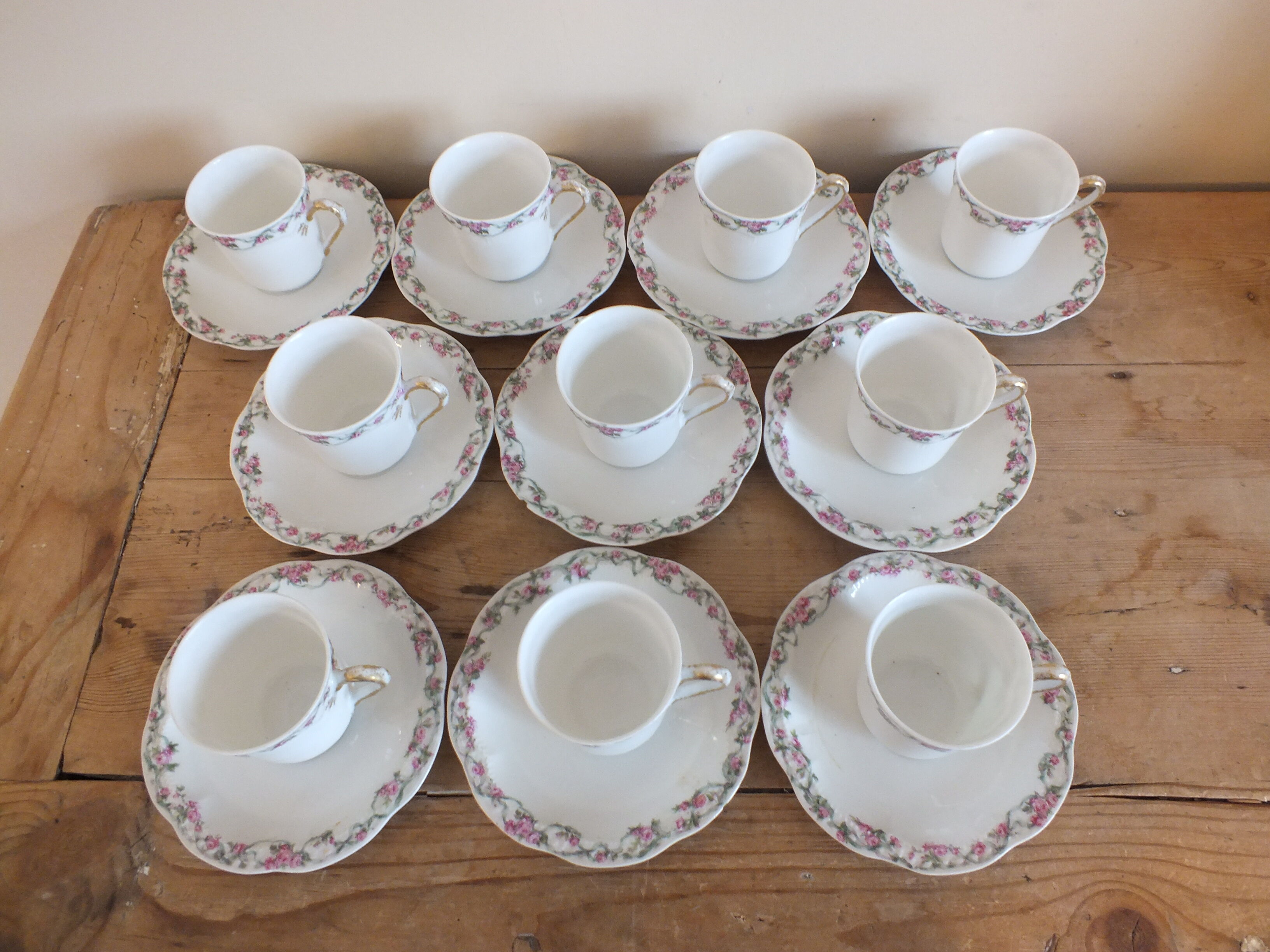 Majorelle Nancy for Haviland suite of 10 porcelain coffee cups
