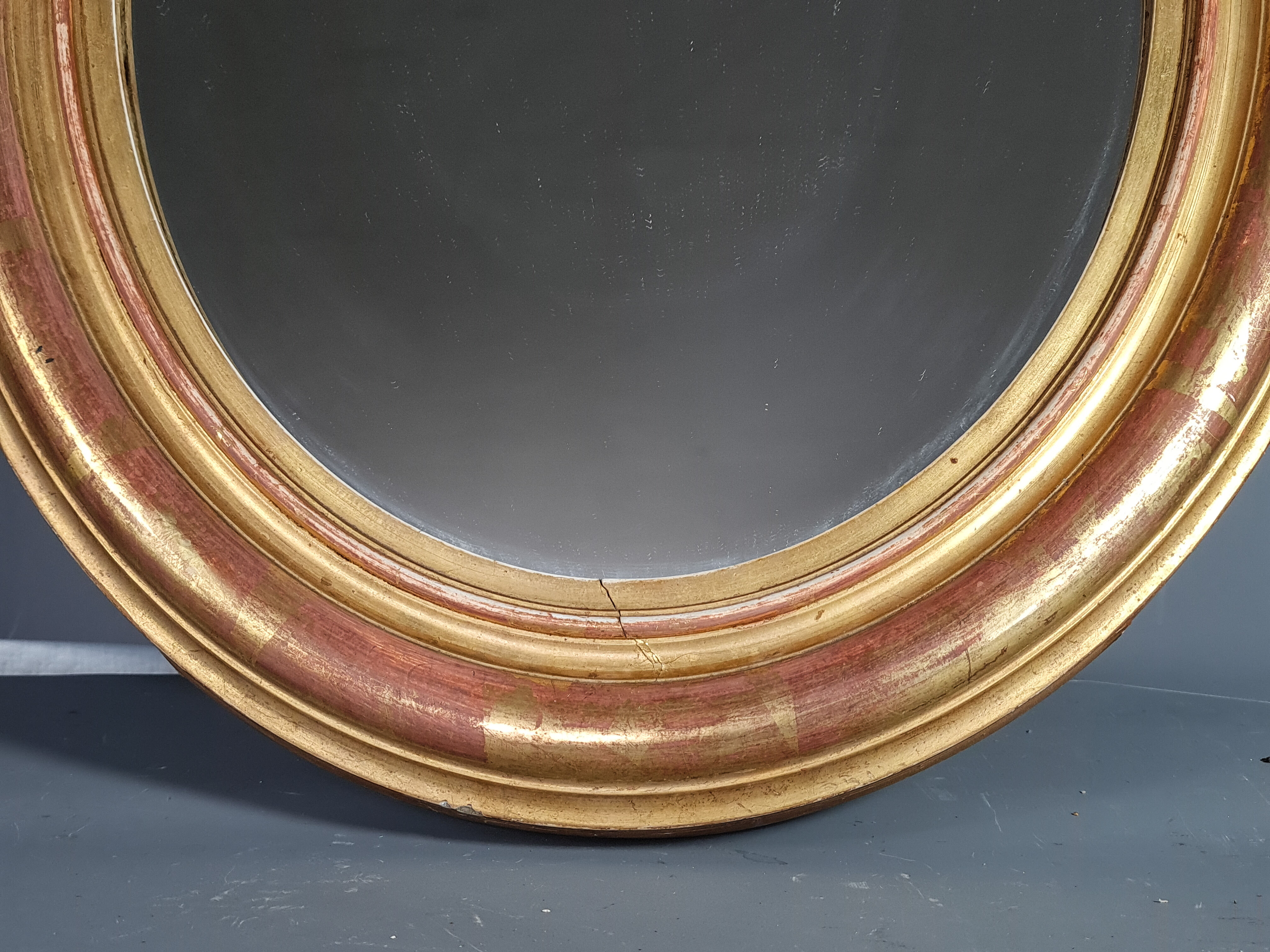 Miroir cadre ancien bois dorure d'origine à la feuille d'or 55x44 cm