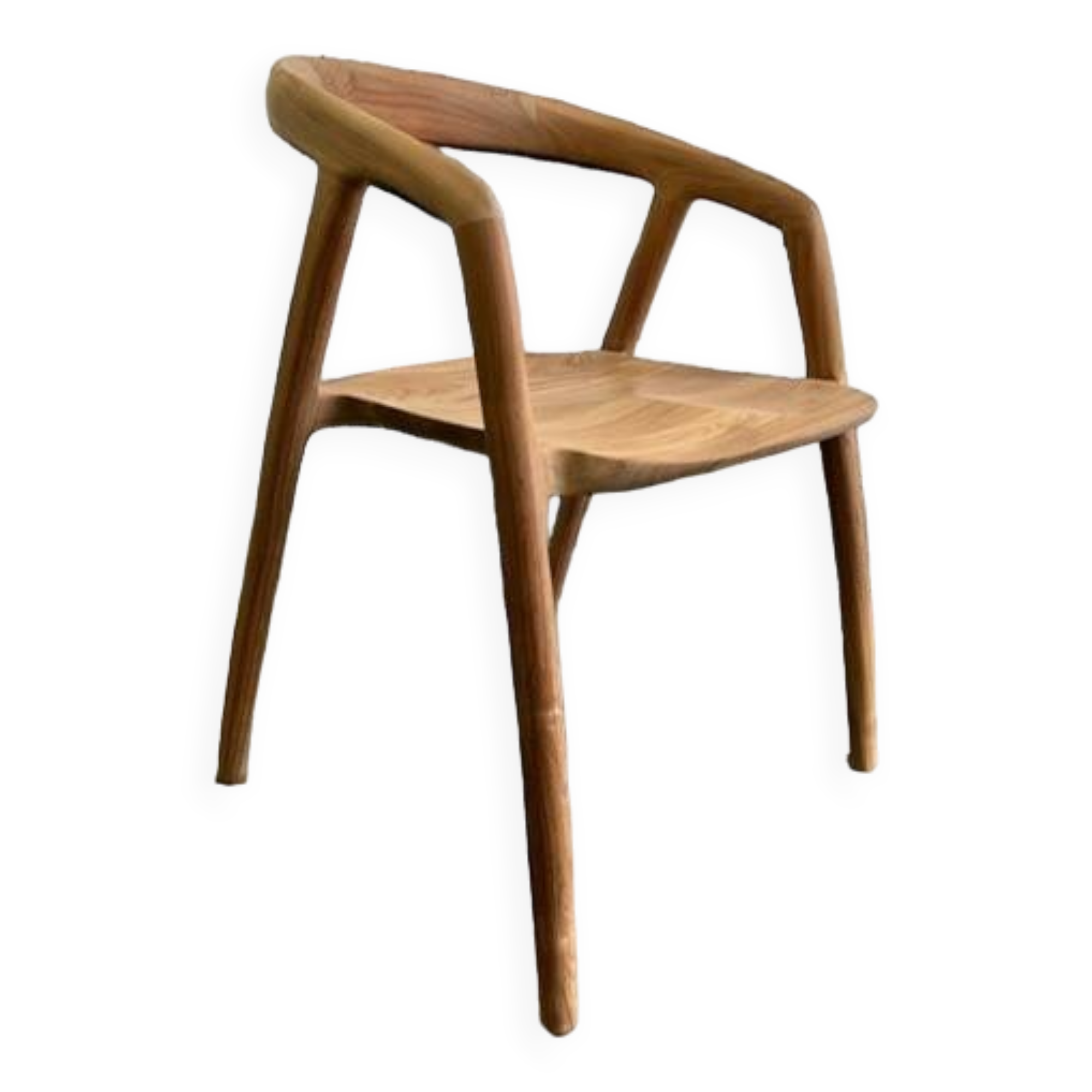 Solid wood chair with armrest