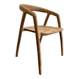 Solid wood chair with armrest