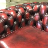Red leather Chesterfield sofa - 70s
