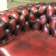 Red leather Chesterfield sofa - 70s