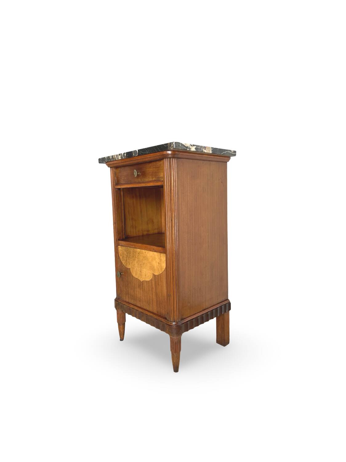 Tables de chevet italiennes en placage d'acajou avec de splendides