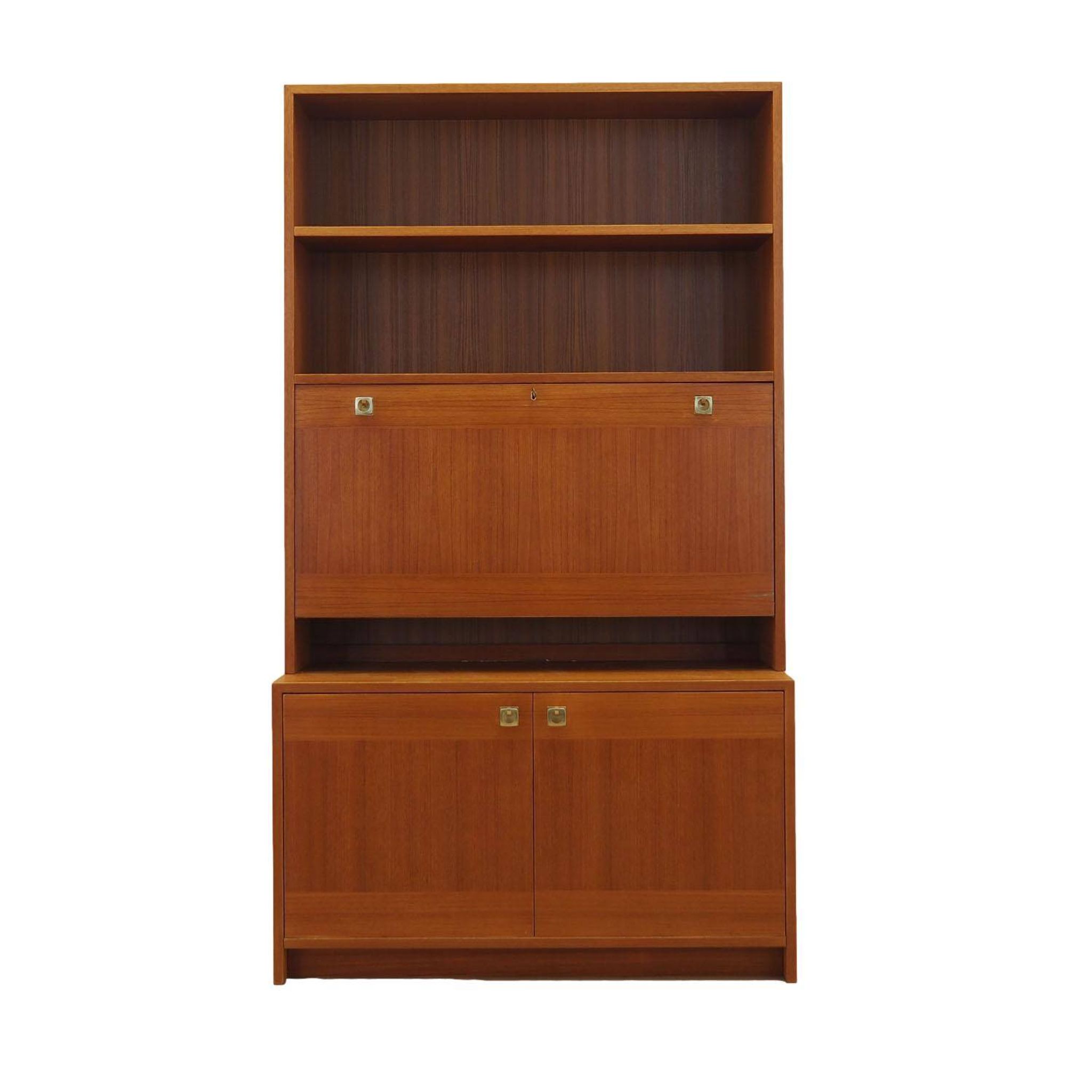 Danish Teak Shelving Unit with Bar Cabinet, 1970s
