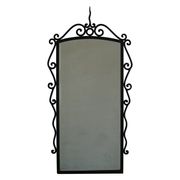 French mid-century brutalist wall mirror in wrought iron, made in the 1950s.
