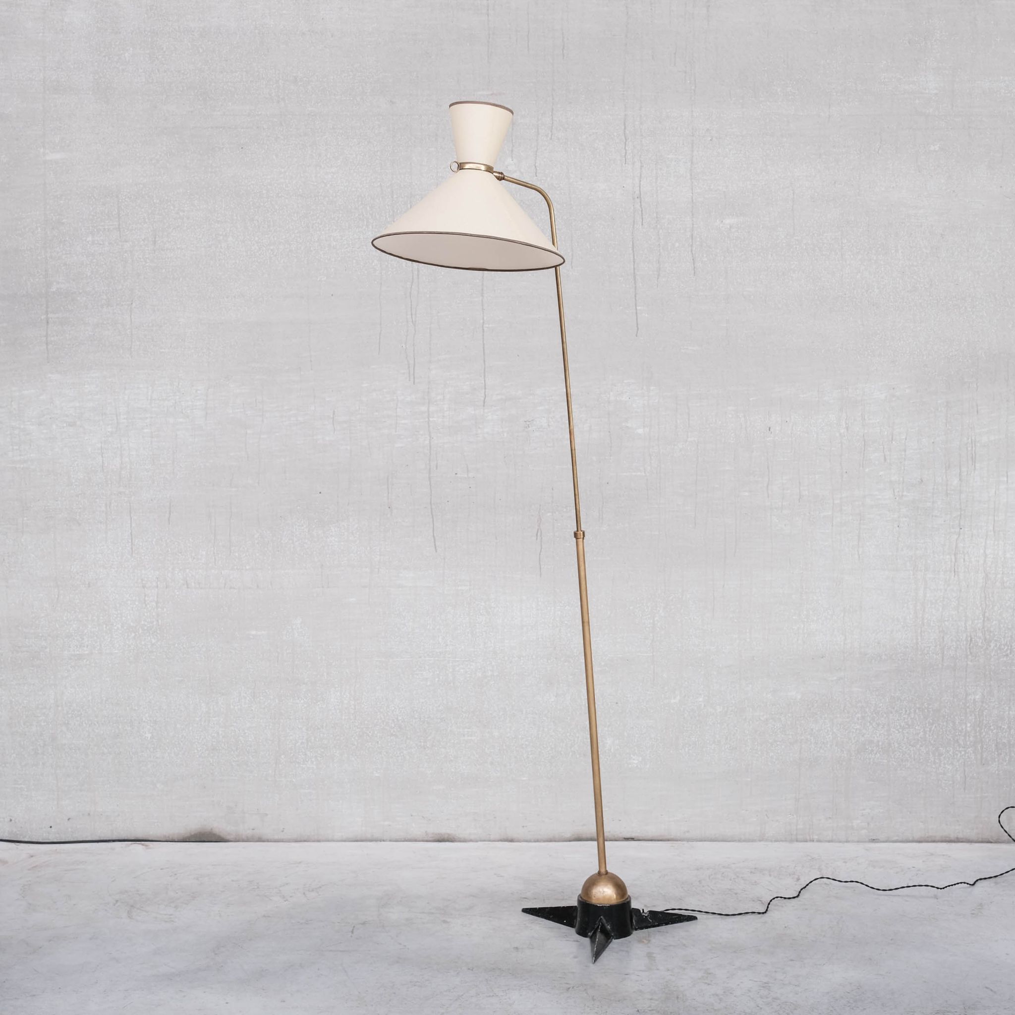Robert Mathieu French Brass Adjustable Mid-Century Floor Lamp