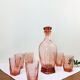 Service à eau en verre rose art déco