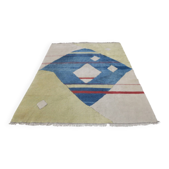 Tapis Bauhaus noué à la main, années 1970