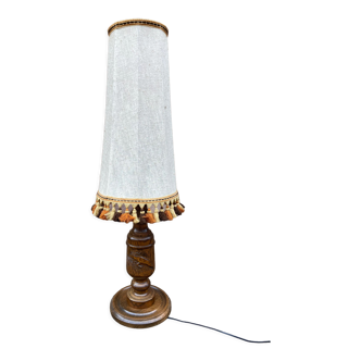 Vintage floor lamp wood & fabric 1970