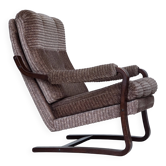 1970s, Danish armchair, light brown furniture corduroy, dark beech wood.
