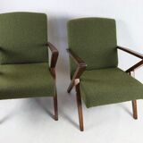 Vintage olive green boucle armchair, 1970s