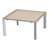 Chrome and travertine coffee table, Artelano France, 1980s.