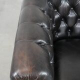 Dark luxury cowhide Chesterfield club armchair in English style