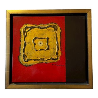 Tableau contemporain sur laque et bois