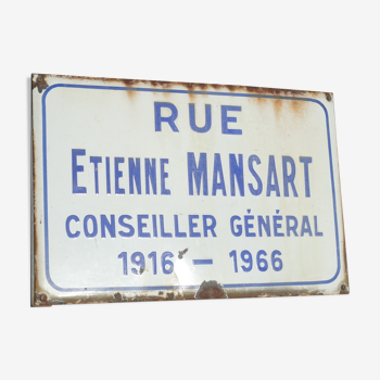 Street sheet metal enamelled Etienne Mansart